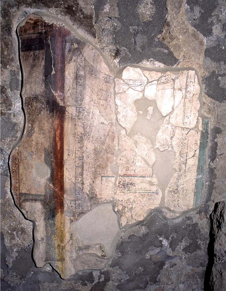 I.14.2 Pompeii. Room I, remains of painting on west wall.
Fig. 173 � Restes de peinture sur le mur ouest du cubiculum I (� CNRS-CCJ, Christine Durand).
There was also painting on the east wall (fig. 172)
Voir Chapitre 2 : L�atelier de fabrication de nattes de la via di Nocera (I 14, 2) in Magali Cullin-Mingaud, 2010. La vannerie dans l'Antiquit� romaine: Collection du Centre Jean B�rard 35. Paris. Centre Jean Berard, p. 129-171, fig. 172, 173.
https://books.openedition.org/pcjb/706  
