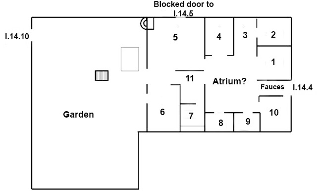 I.14.4 Pompeii. House. Linked to I.14.10.
Room plan