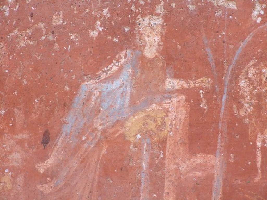 I.14.7 Pompeii.  March 2009.  Detail of river god Sarnus. See Fr�hlich, T., 1991. Lararien und Fassadenbilder in den Vesuvst�dten. Mainz: von Zabern. (L33, T:5,1; 6).