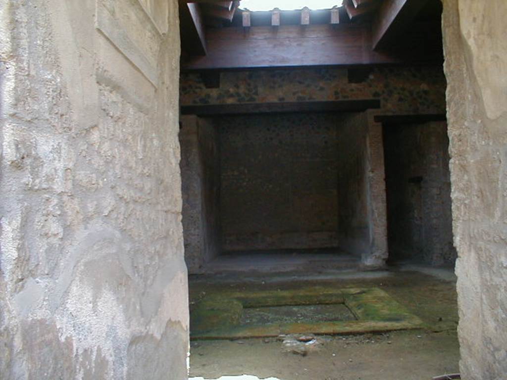 I.15.1 House. Atrium with impluvium and tablinum.