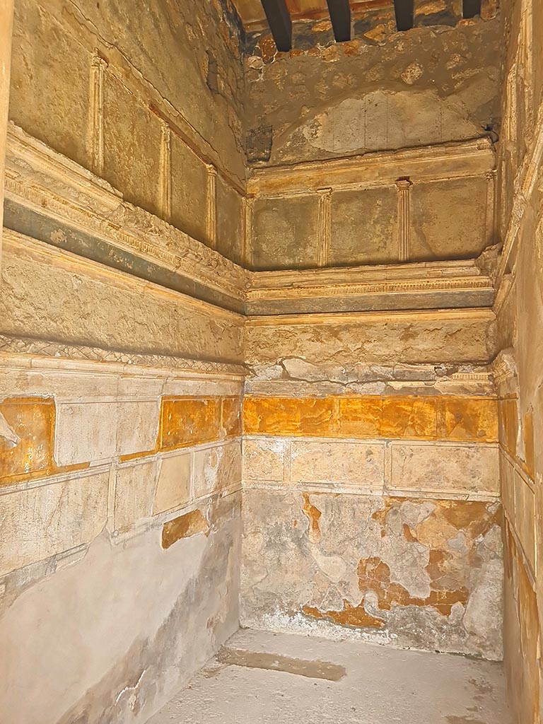 I.15.3 Pompeii. September 2024.
Room 4, looking along west wall towards north-west corner and north wall. Photo courtesy of Giuseppe Ciaramella.