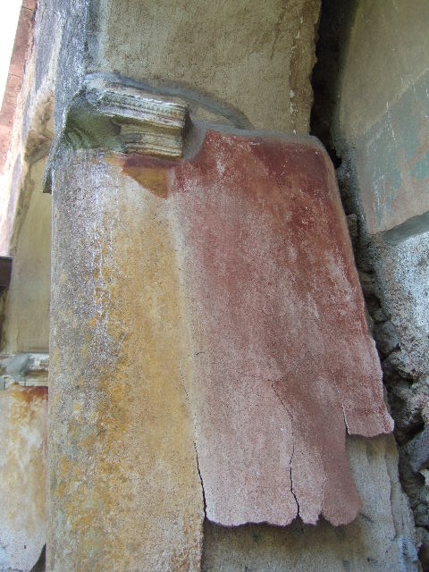 I.17.4 Pompeii. May 2006. Cubiculum in south west corner of peristyle. West wall. Remains of wall painting of Aphrodite Pescatrice? See Bragantini, de Vos, Badoni, 1981. Pitture e Pavimenti di Pompei, Parte 1. Rome: ICCD. (p.205).