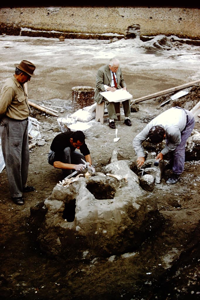 1.21.6 Pompeii. 1961. Recording the finding of the fugitives. Photo by Stanley A. Jashemski.
Source: The Wilhelmina and Stanley A. Jashemski archive in the University of Maryland Library, Special Collections (See collection page) and made available under the Creative Commons Attribution-Non-Commercial License v.4. See Licence and use details.
J61f0383