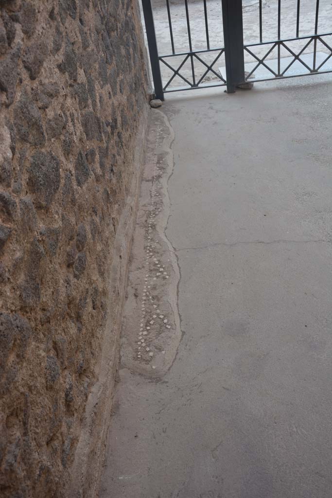 II.2.2 Pompeii. July 2017. Entrance corridor/fauces 1, detail of remaining pattern on east side.
Foto Annette Haug, ERC Grant 681269 DÉCOR.

