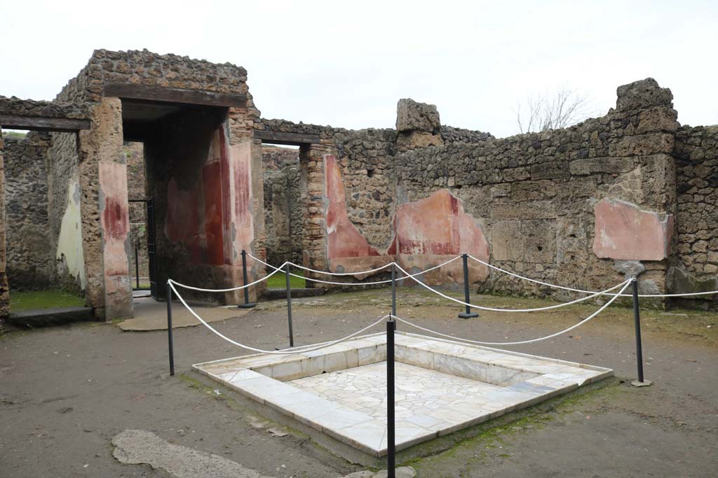 II.3.3 Pompeii, December 2018.
Room 2, looking towards north-east corner of atrium, across impluvium. Photo courtesy of Aude Durand.
