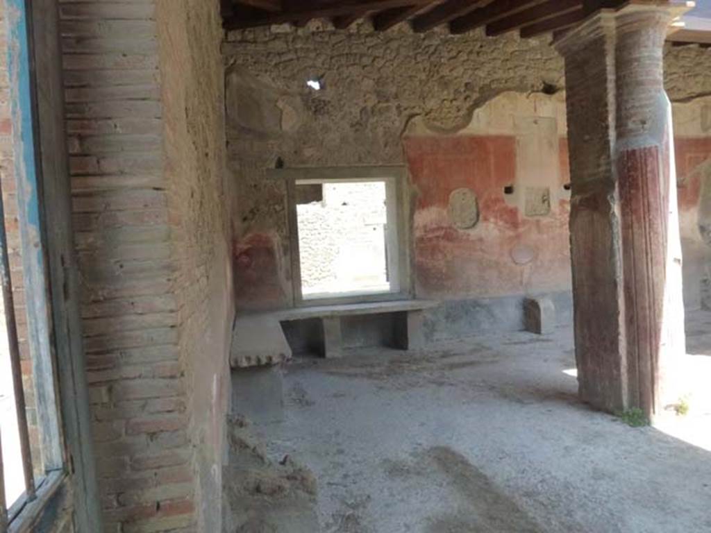 II.4.6 Pompeii. June 2012. View looking east from entrance across the east portico towards benches in the north-east corner. Photo courtesy of Michael Binns.