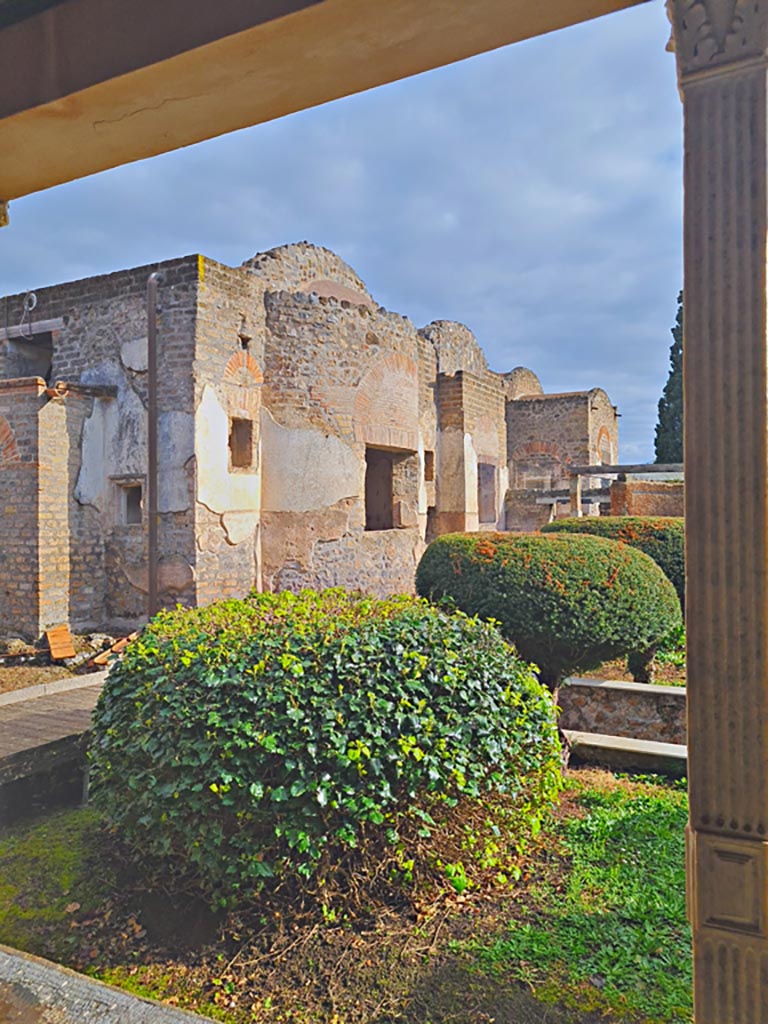 II.4.6 Pompeii. March 2024.
Looking towards south side of baths’ area from west portico. Photo courtesy of Giuseppe Ciaramella.