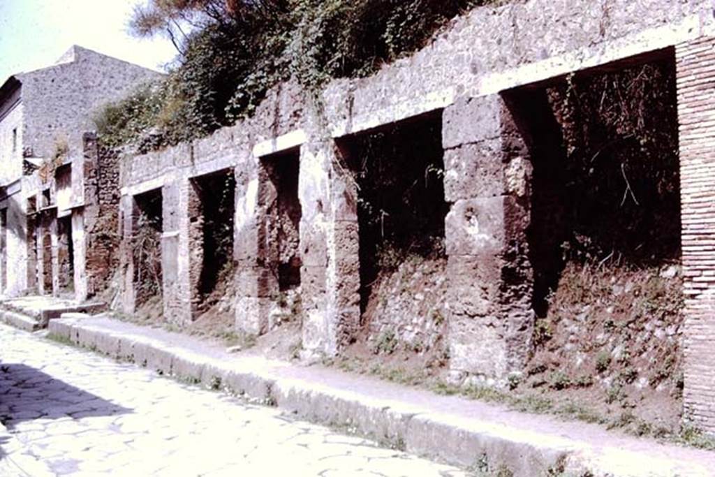 III.1.1-5 Pompeii. 1972. Looking west along III.1 on north side of Via dell’Abbondanza from III.1.5, on right. Photo by Stanley A. Jashemski.
Source: The Wilhelmina and Stanley A. Jashemski archive in the University of Maryland Library, Special Collections (See collection page) and made available under the Creative Commons Attribution-Non Commercial License v.4. See Licence and use details. J72f0401