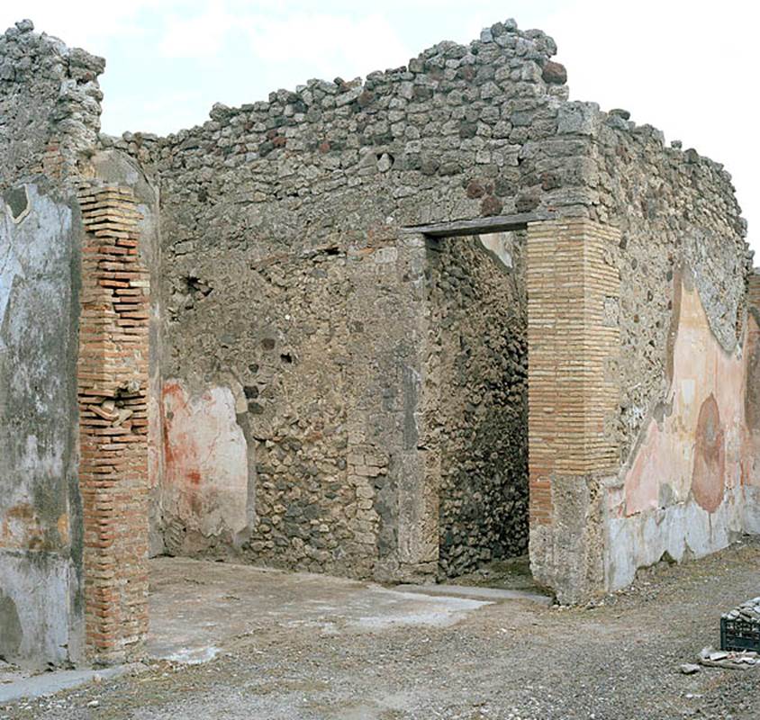 V.1.18 Pompeii. c.2005-2008.
East wall of Ala “e” and corridor “h” to peristyle “i”. Photo by Hans Thorwid.
Photo courtesy of The Swedish Pompeii Project.