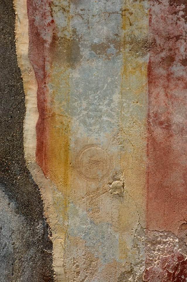 V.1.23 Pompeii.
Room “k”, detail of painted decoration on north wall of triclinium. Photo by Hans Thorwid.
Photo courtesy of the Swedish Pompeii Project.