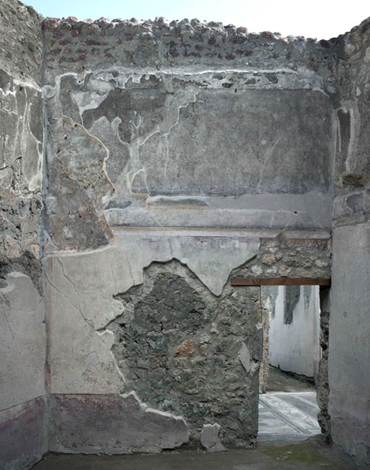V.1.26 Pompeii. c.2003-07. Room “d”, east wall with doorway to east ala. Photo by Hans Thorwid.
Photo courtesy of The Swedish Pompeii Project.