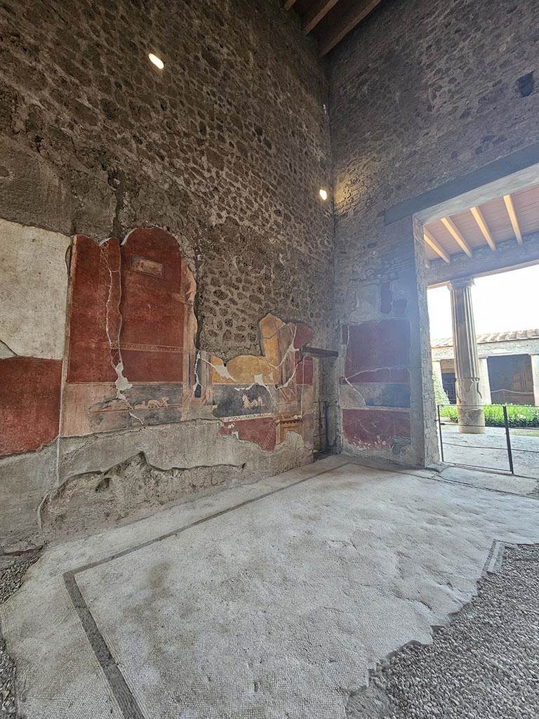 V.2.i Pompeii. November 2024.
Tablinum 7, looking south along east wall. Photo courtesy of Annette Haug.