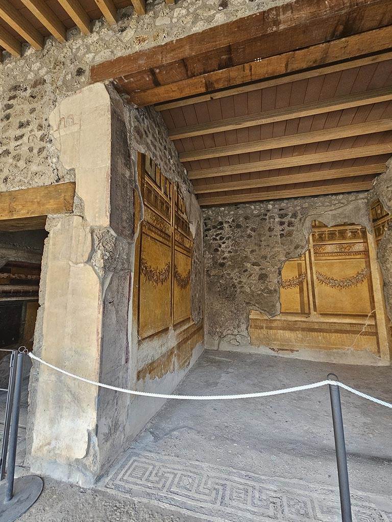 V.2.i Pompeii. November 2024.
Room 19, looking south along east wall towards south-east corner. Photo courtesy of Annette Haug.