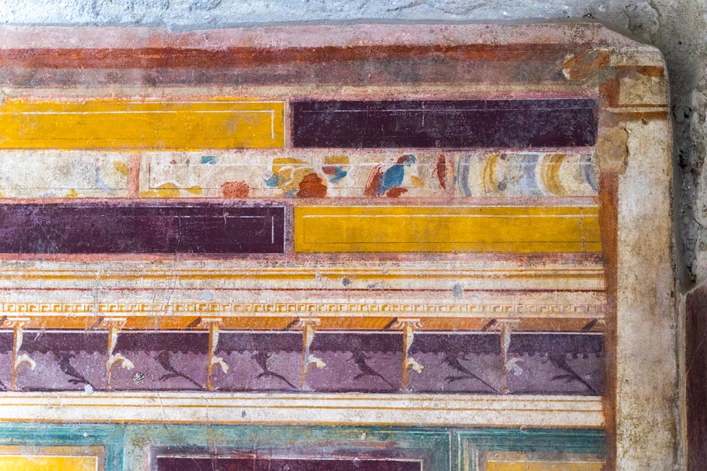 V.2.i Pompeii. March 2023.
Room 20, detail from upper west wall at north end. Photo courtesy of Johannes Eber.