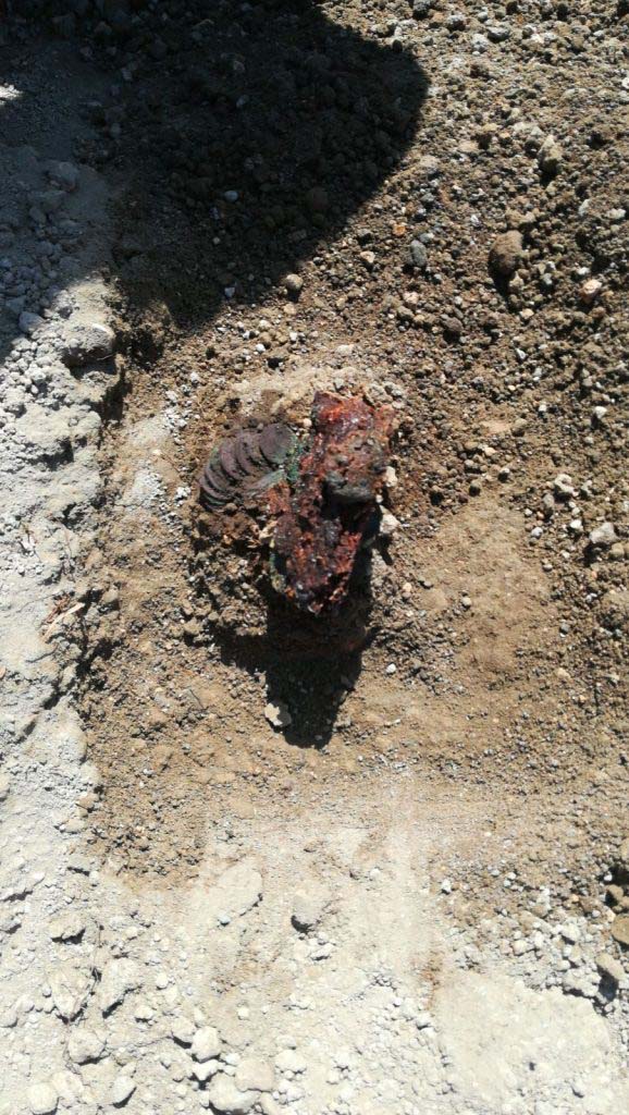 Regio V Pompeii. 2018. Leather purse containing coins found under Pompeii skeleton in the Vicolo dei Balconi during the 2018 excavations.
Borsa in pelle contenente monete trovate sotto lo scheletro di Pompei nel Vicolo dei Balconi durante gli scavi del 2018.
Photograph © Parco Archeologico di Pompei.