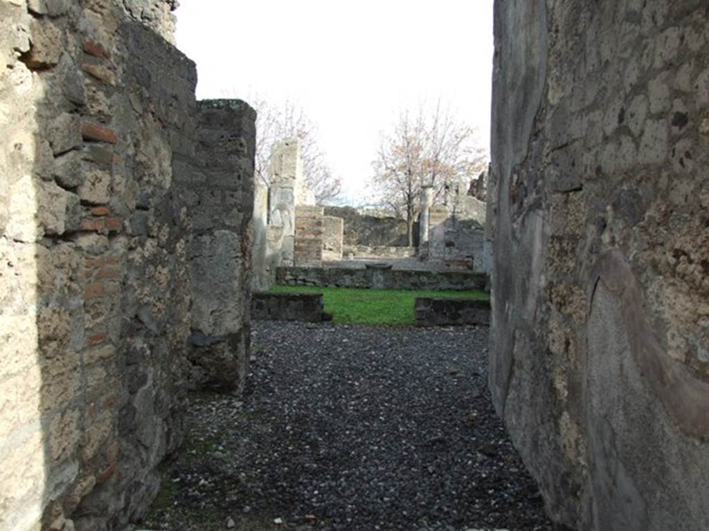 VI.5.4 Pompeii. December 2007. Room 1, looking north to hearth, and window in west wall.