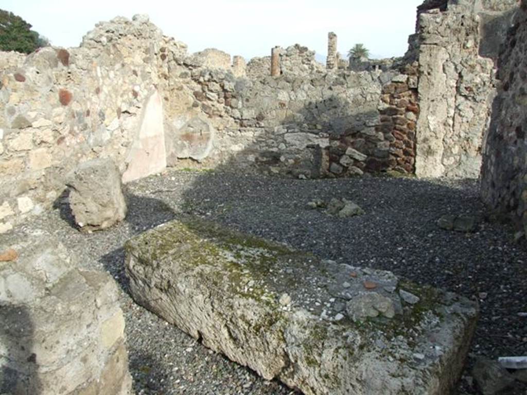 VI.5.10 Pompeii. December 2007. Room 2, looking north-east. This is possibly where mosaic �Festus cum Torquato� was found.
