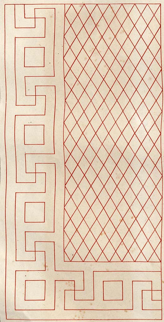 VI.6.1 Pompeii. Drawing by Zahn of  floor mosaic, possibly from east ala, or from an unknown room.
See Zahn, W., 1828. Die sch�nsten Ornamente und merkw�rdigsten Gem�lde aus Pompeji, Herkulanum und Stabiae: I. Berlin: Reimer. (pl.87)
