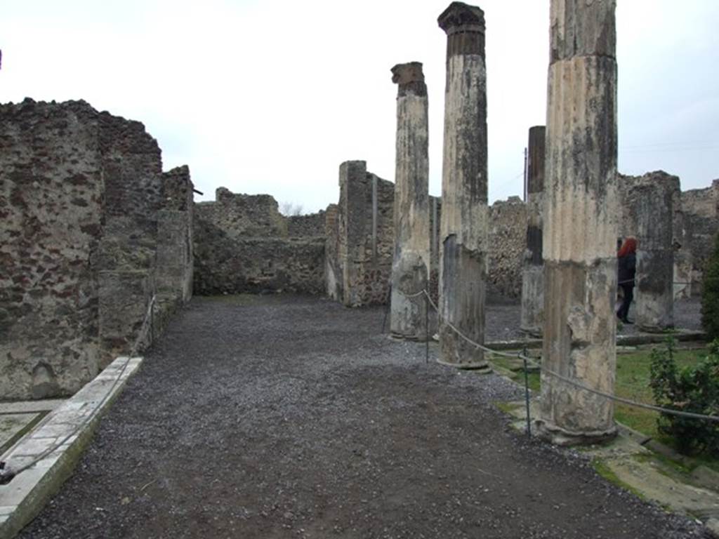 VI.6.1 House of Pansa. December 2007. Looking west along south side of the peristyle towards room 12.