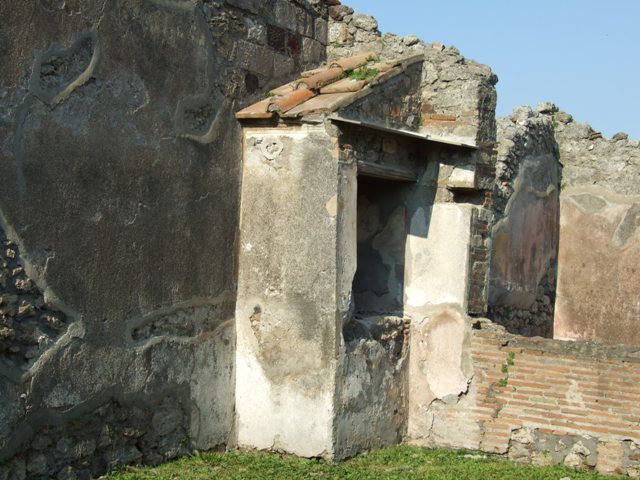 VI.7.6 Pompeii. March 2009. Detail of painting of a Lar.