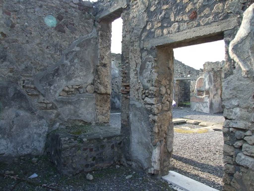 VI.7.6 Pompeii. March 2009. Room 14. North wall, with door to atrium.