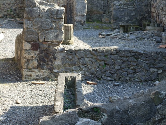 VI.7.7 Pompeii.  March 2009. Looking south from Kitchen area, along Corridor to front entrance.