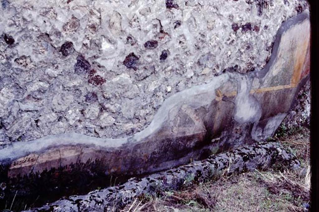 VI.7.23 Pompeii, 1983. Remains of painted garland and trellis from west end of south wall.
Source: The Wilhelmina and Stanley A. Jashemski archive in the University of Maryland Library, Special Collections (See collection page) and made available under the Creative Commons Attribution-Non Commercial License v.4. See Licence and use details. J80f0553