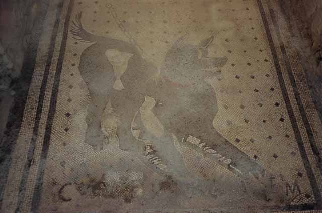 VI.8.5 Pompeii. Found 4th December 1824. Wall between rooms 2 and 3: One of the six panels, more than 4 foot high, that used to adorn the walls of the atrium. Wall painting of The delivery of Briseis to the messenger of Agamemnon. Now in Naples Archaeological Museum. Inventory number 9105. See Mau, A., 1907, translated by Kelsey F. W. Pompeii: Its Life and Art. New York: Macmillan. (p.316 & 317).