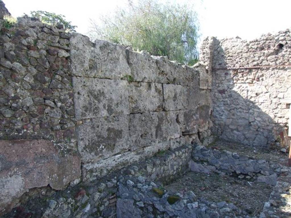 VI.8.20 Pompeii. March 2009. West wall to rear of Vat 3.
