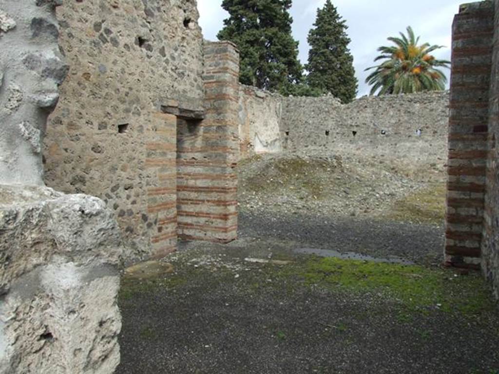 VI.10.6 Pompeii. March 2009. Room 13. Oecus. Looking north west to rear garden.