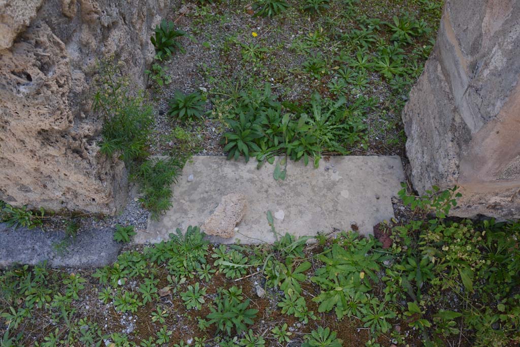 VI.11.9 Pompeii. October 2017. Room 7, doorway threshold into room 6 in south wall of west ala.
On the left is part of the threshold between west ala and atrium, at east end of south wall.
Foto Annette Haug, ERC Grant 681269 D�COR
