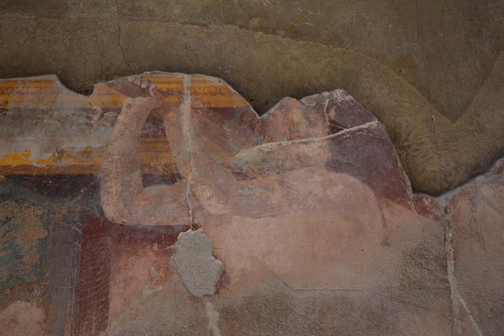 VI.11.10 Pompeii. December 2017. 
Room 42, detail of painted decoration from upper west wall at south end.
Foto Annette Haug, ERC Grant 681269 D�COR
