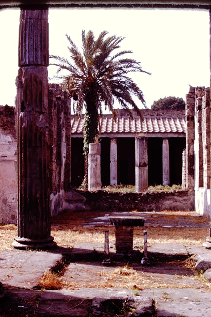 VI.11.10 Pompeii. 1974.
Looking north across impluvium in atrium towards tablinum and peristyle. Photo by Stanley A. Jashemski.
Source: The Wilhelmina and Stanley A. Jashemski archive in the University of Maryland Library, Special Collections (See collection page) and made available under the Creative Commons Attribution-Non Commercial License v.4. See Licence and use details.
J74f0140