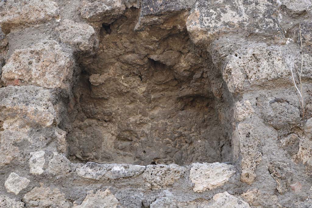 VI.14.1 Pompeii. December 2007. Threshold or sill at front of caupona with groove for sliding doors.