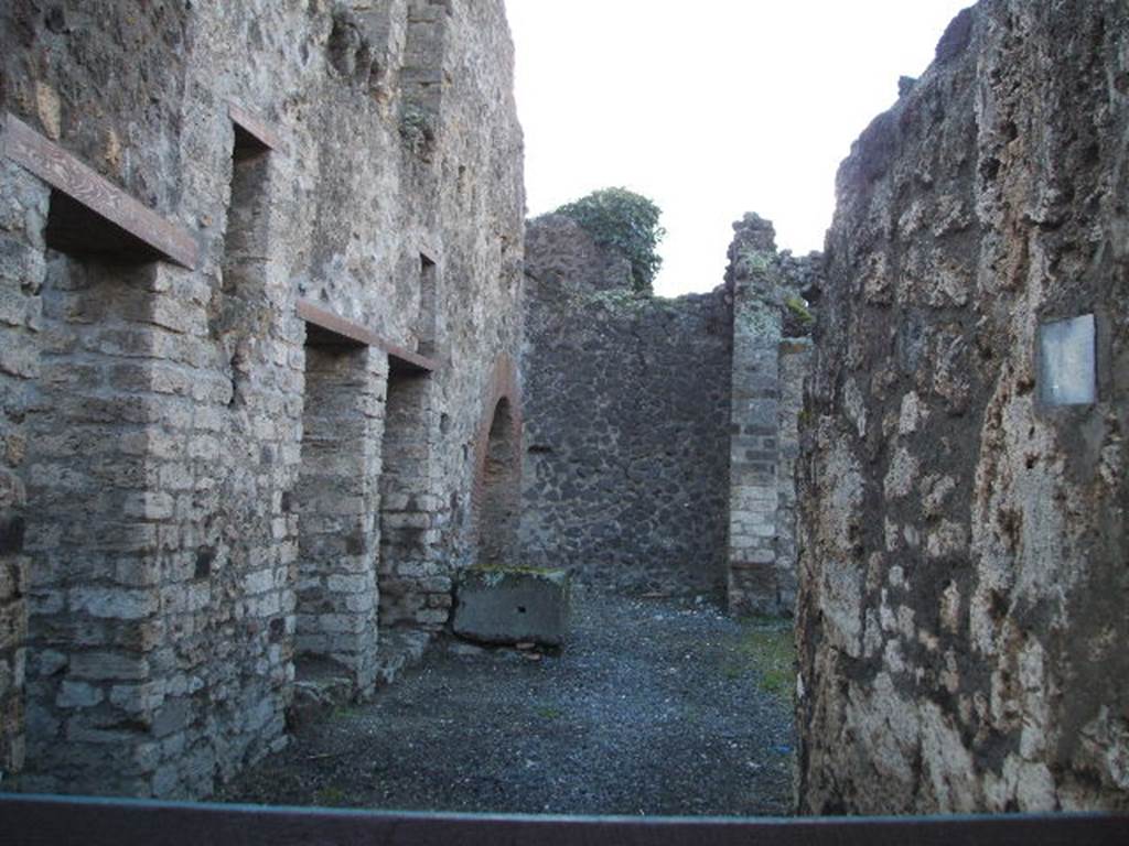 VI.14.18 Pompeii. March 2009. West wall, taken from atrium of VI.14.20.