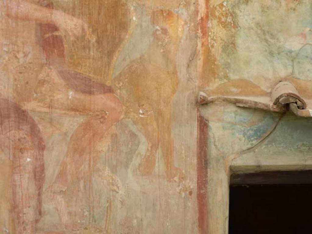 VI.14.20 Pompeii. May 2017. Room 18, leopard from west wall of garden area. Photo courtesy of Buzz Ferebee.