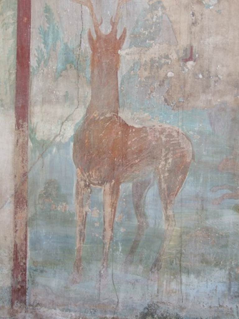 VI.14.20 Pompeii. March 2009. Room 18. Garden area. West wall. Stag.
