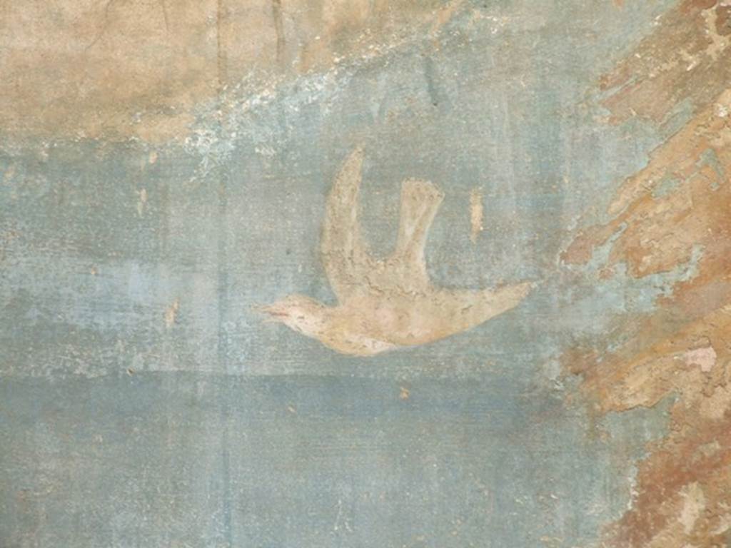 VI.14.20 Pompeii. March 2009. Room 18. Garden area. West wall, Painted bird.