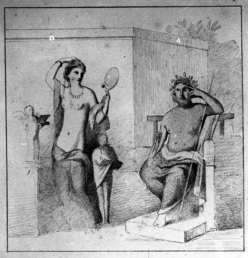 231815 Bestand-D-DAI-ROM-W.0074.jpg
VI.14.22 Pompeii. W.74. Room 15, drawing by Discanno, of painting from west wall of triclinium.
See Bragantini, de Vos, Badoni, 1983. Pitture e Pavimenti di Pompei, Parte 2. Rome: ICCD. (p.285, triclinio (p))
Photo by Tatiana Warscher. With kind permission of DAI Rome, whose copyright it remains.
See http://arachne.uni-koeln.de/item/marbilderbestand/231815