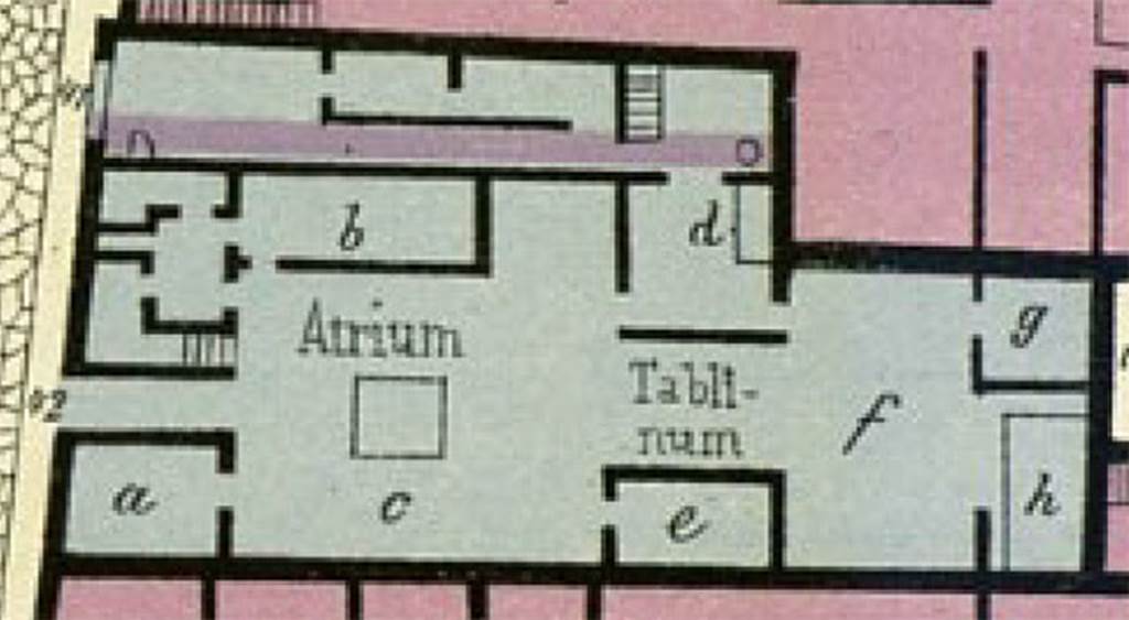 VI.14.42 Pompeii. Plan by Emile Presuhn showing entrances at VI.14.41 and 42.
See Presuhn E., 1878. Pompeji: Les derni�res fouilles de 1874 a 1878. Leipzig: Weigel, section V, plate I.
