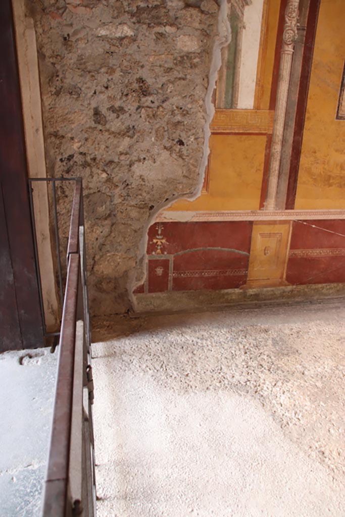 VI.15.1 Pompeii. October 2023.
Looking towards lower north wall at west end. Photo courtesy of Klaus Heese.