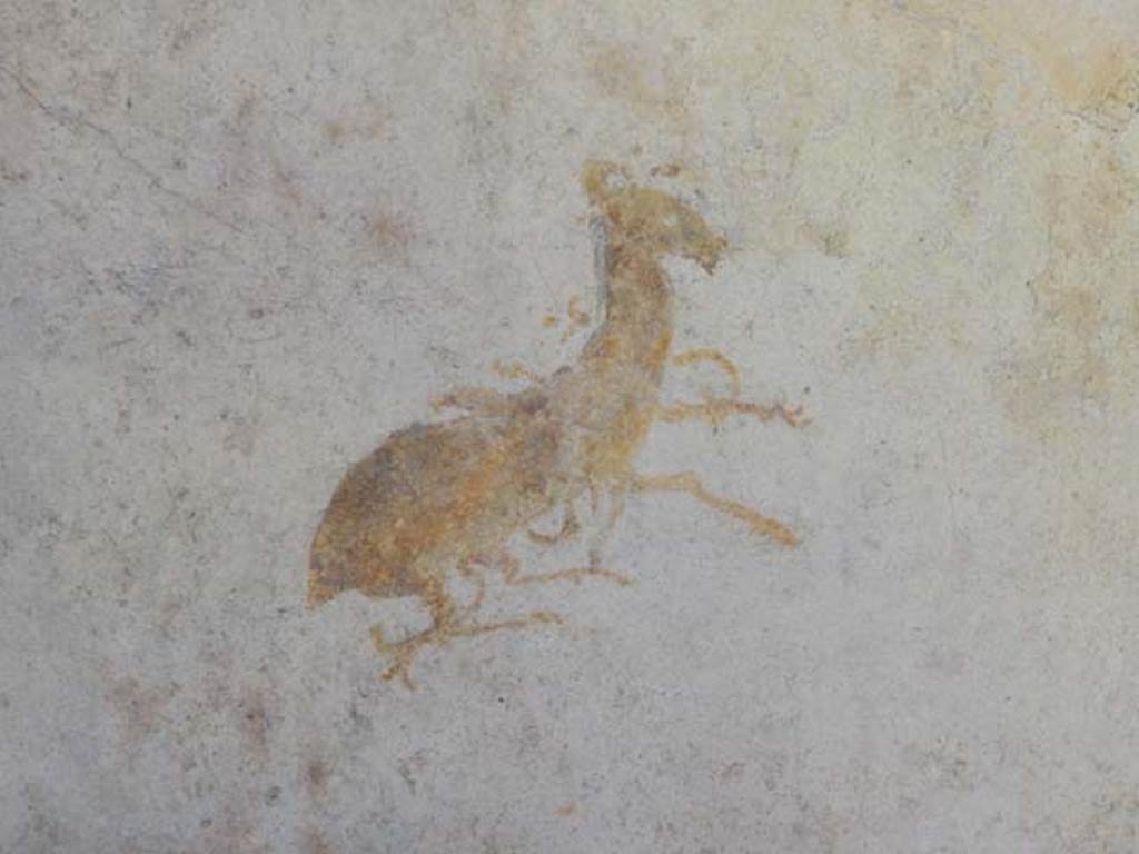 VI.15.8 Pompeii. May 2015.
Detail of goat from centre of panel on north wall of cubiculum at west end. Photo courtesy of Buzz Ferebee.
