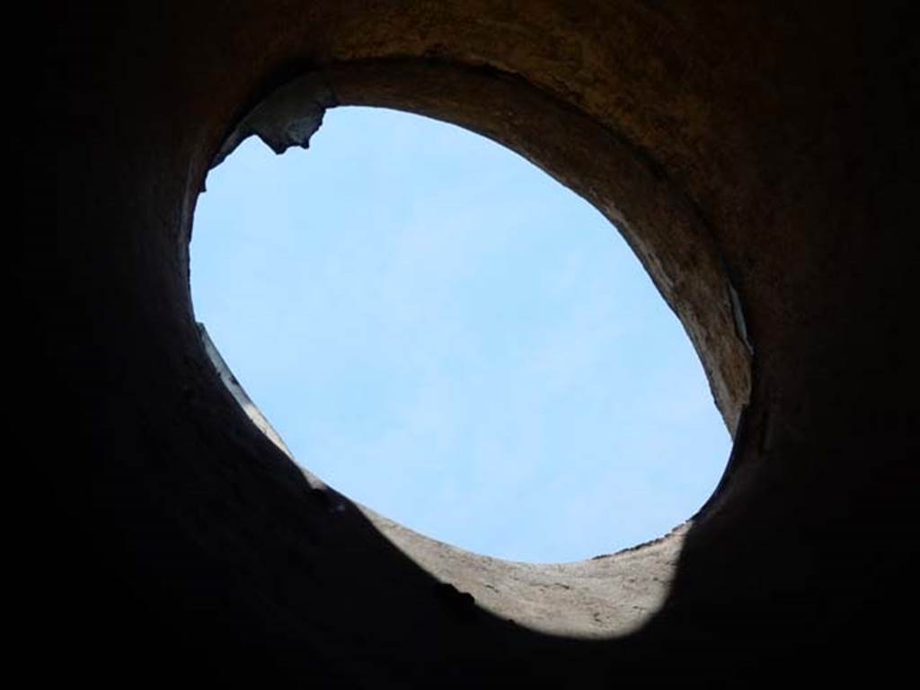VI.15.8 Pompeii. May 2015. Detail from small upper window in south wall of cubiculum. Photo courtesy of Buzz Ferebee.