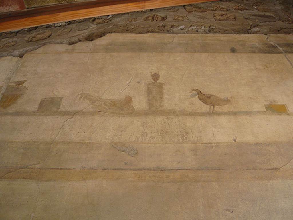 VI.16.7 Pompeii. June 2013. Entrance �A� upper south wall. Painting of still life, after recent restoration. Photo courtesy of Buzz Ferebee.