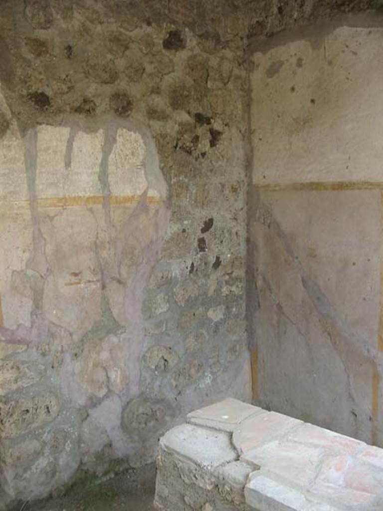 VI.16.33 Pompeii. May 2003. Looking towards south-east corner, and remains of painted plaster. Photo courtesy of Nicolas Monteix.

