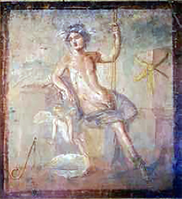 VI.17.36/32 or VI.17.25, Pompeii. Painting of a sitting man with a small cherub, Narcissus.
Now in Naples Archaeological Museum. Inventory number 9382.
See Helbig, W., 1868. Wandgemälde der vom Vesuv verschütteten Städte Campaniens. Leipzig: Breitkopf und Härtel, 1357.