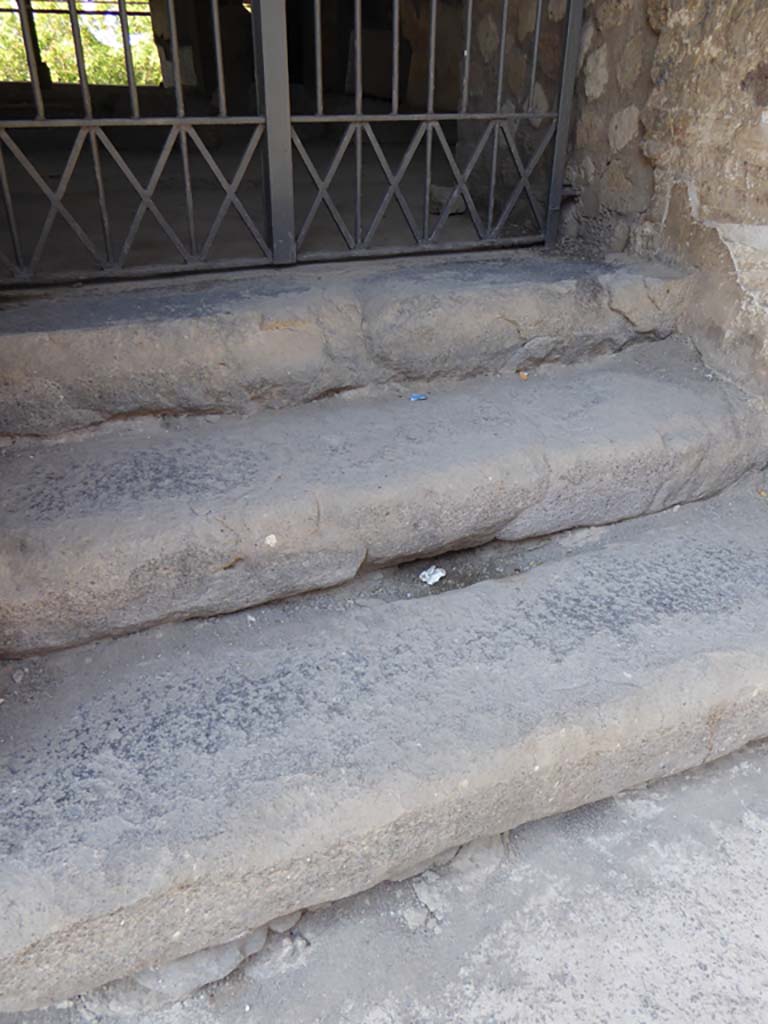 VI.17.41 Pompeii. September 2017. Detail of entrance steps.
Foto Annette Haug, ERC Grant 681269 D�COR.

