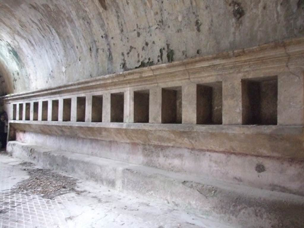 VII.1.8 Pompeii. December 2007. Niches for clothing on north side of women�s changing room 11.