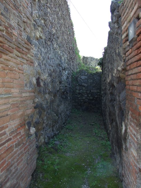 VII.2.8 Pompeii. March 2009. Site of latrine, at west end or rear of the steps.