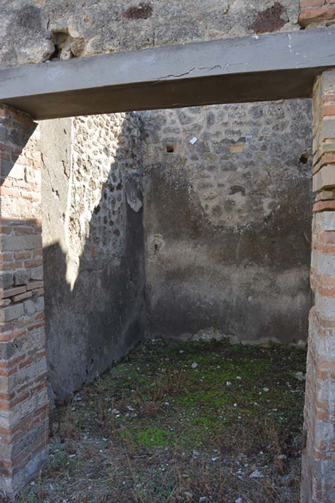 VII.2.16 Pompeii. March 2009. Room 17, east wall of exedra, with remains of wall painting.